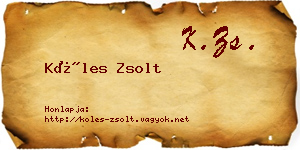 Köles Zsolt névjegykártya